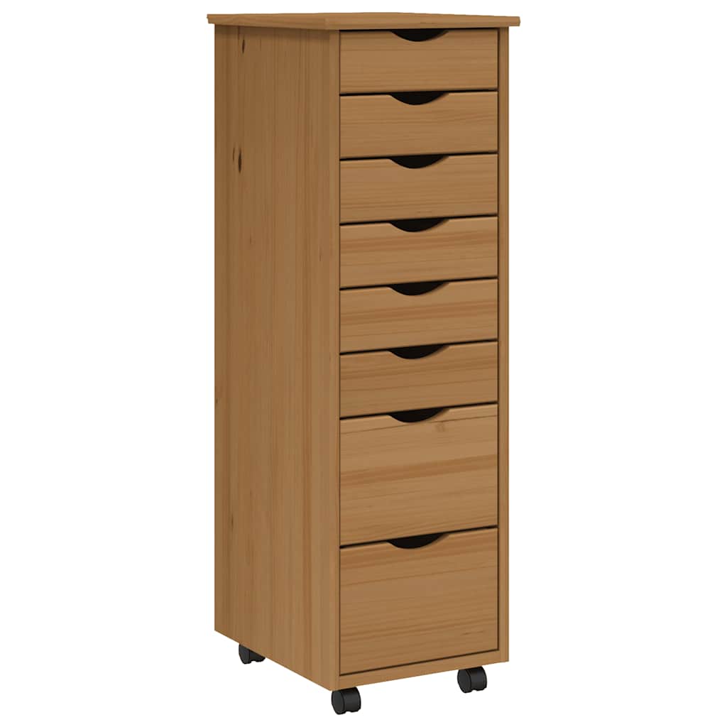 vidaXL Meuble de rangement à roulettes avec tiroirs MOSS Marron Miel Bois de pin massif
