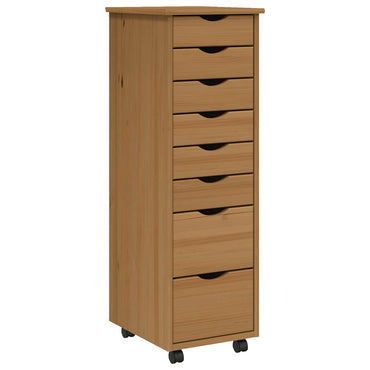 vidaXL Meuble de rangement à roulettes avec tiroirs MOSS Marron Miel Bois de pin massif