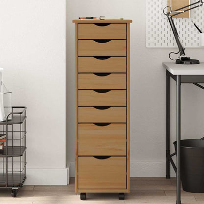 vidaXL Meuble de rangement à roulettes avec tiroirs MOSS Marron Miel Bois de pin massif