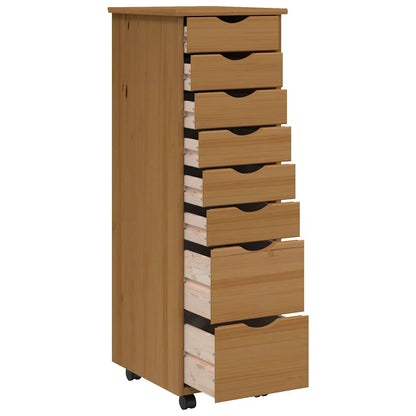 vidaXL Meuble de rangement à roulettes avec tiroirs MOSS Marron Miel Bois de pin massif