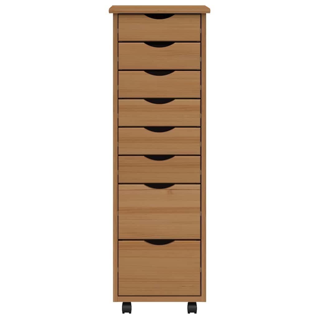 vidaXL Meuble de rangement à roulettes avec tiroirs MOSS Marron Miel Bois de pin massif