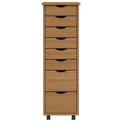 vidaXL Meuble de rangement à roulettes avec tiroirs MOSS Marron Miel Bois de pin massif