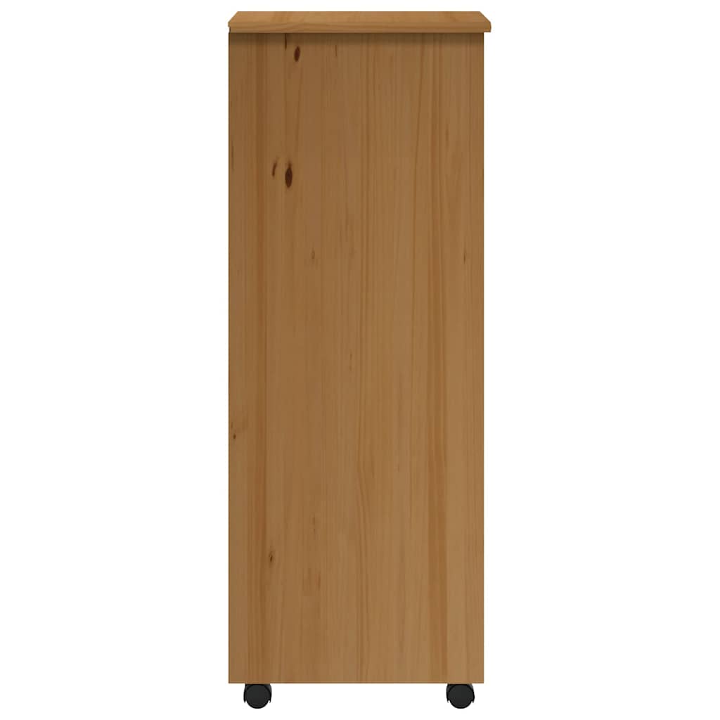 vidaXL Meuble de rangement à roulettes avec tiroirs MOSS Marron Miel Bois de pin massif