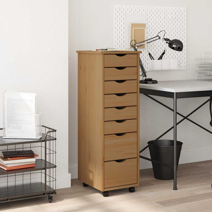 vidaXL Meuble de rangement à roulettes avec tiroirs MOSS Marron Miel Bois de pin massif