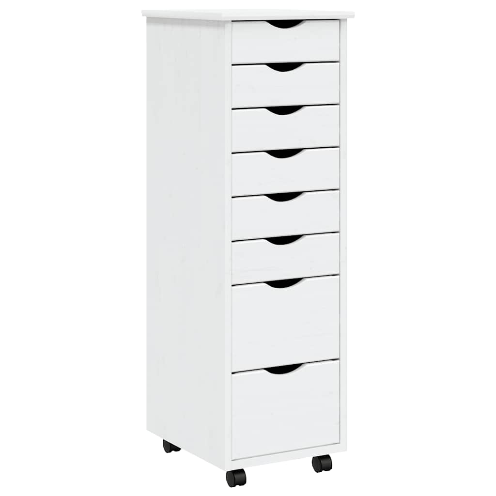 vidaXL Commode roulante à tiroirs MOSS Blanc Pin massif