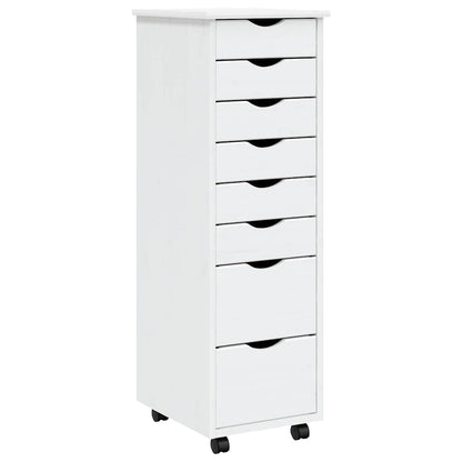 vidaXL Commode roulante à tiroirs MOSS Blanc Pin massif