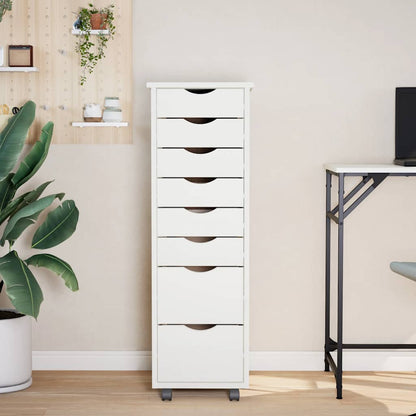 vidaXL Commode roulante à tiroirs MOSS Blanc Pin massif