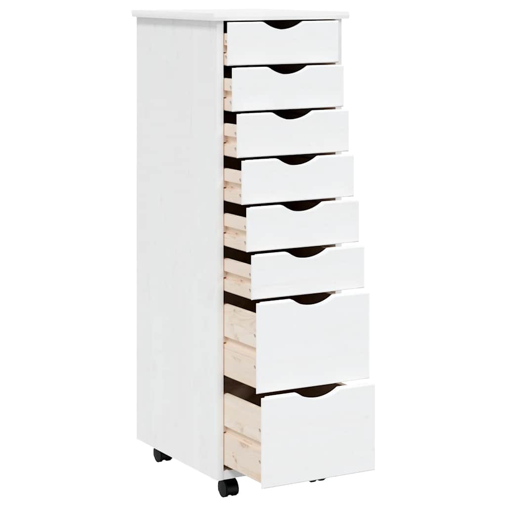 vidaXL Commode roulante à tiroirs MOSS Blanc Pin massif