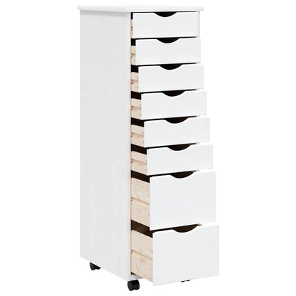vidaXL Commode roulante à tiroirs MOSS Blanc Pin massif