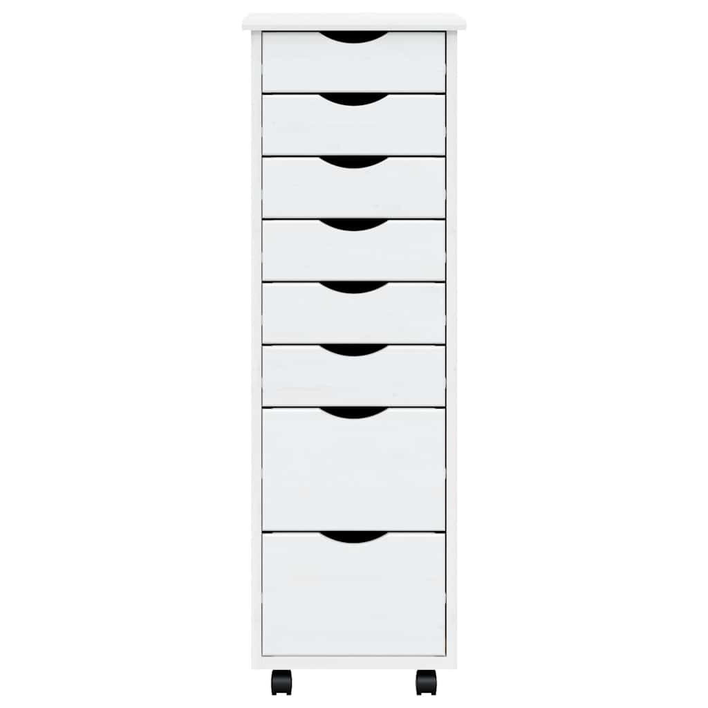vidaXL Commode roulante à tiroirs MOSS Blanc Pin massif