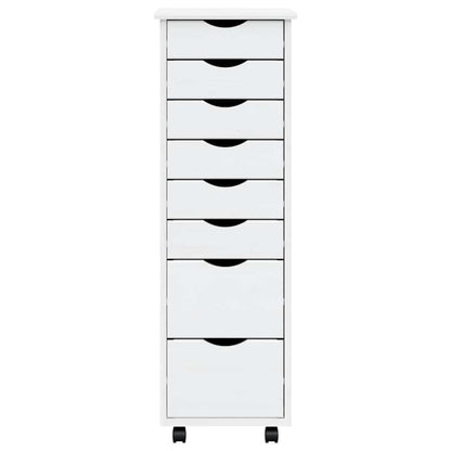 vidaXL Commode roulante à tiroirs MOSS Blanc Pin massif