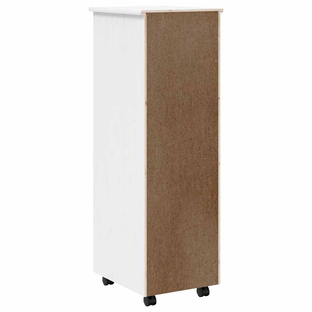 vidaXL Commode roulante à tiroirs MOSS Blanc Pin massif