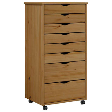 vidaXL Meuble de rangement à roulettes avec tiroirs MOSS Marron Miel Bois de pin massif