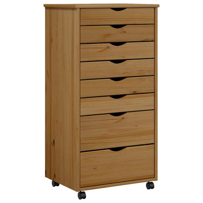 vidaXL Meuble de rangement à roulettes avec tiroirs MOSS Marron Miel Bois de pin massif