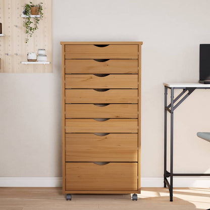 vidaXL Meuble de rangement à roulettes avec tiroirs MOSS Marron Miel Bois de pin massif