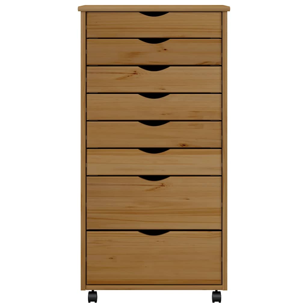 vidaXL Meuble de rangement à roulettes avec tiroirs MOSS Marron Miel Bois de pin massif