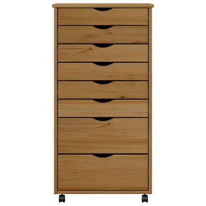 vidaXL Meuble de rangement à roulettes avec tiroirs MOSS Marron Miel Bois de pin massif