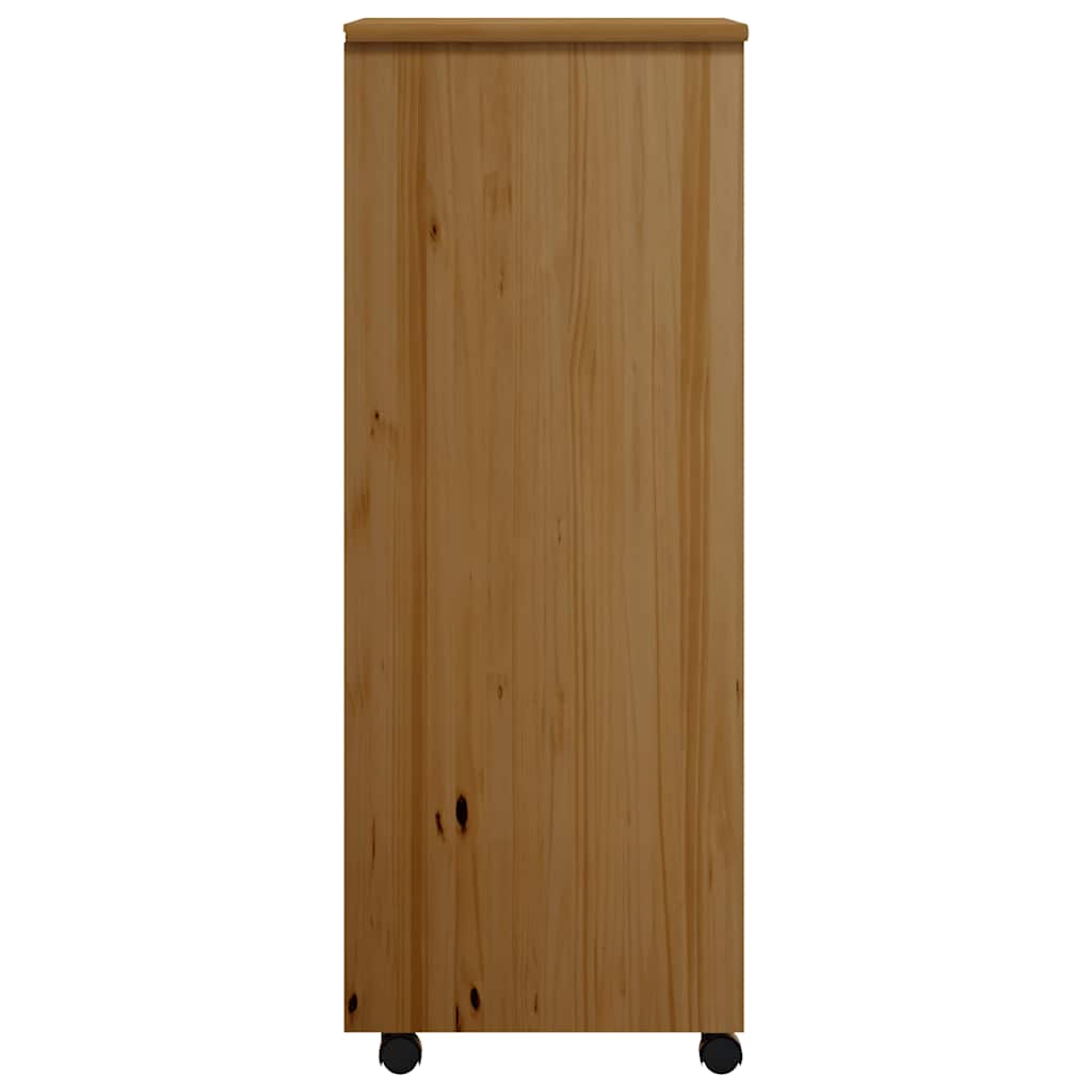 vidaXL Meuble de rangement à roulettes avec tiroirs MOSS Marron Miel Bois de pin massif