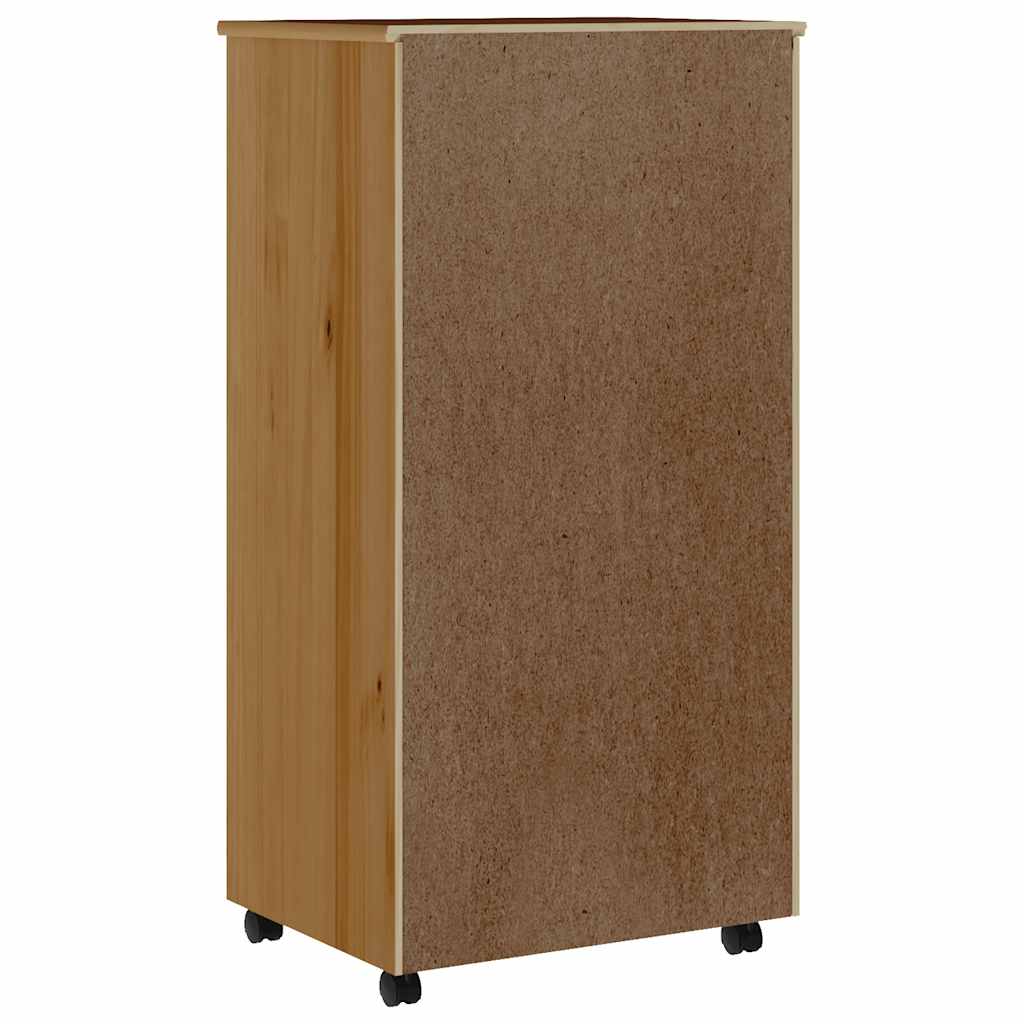 vidaXL Meuble de rangement à roulettes avec tiroirs MOSS Marron Miel Bois de pin massif