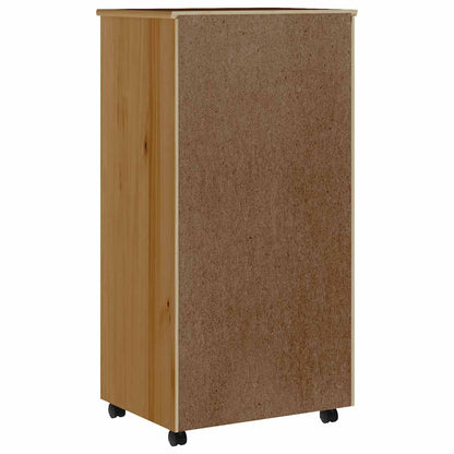 vidaXL Meuble de rangement à roulettes avec tiroirs MOSS Marron Miel Bois de pin massif