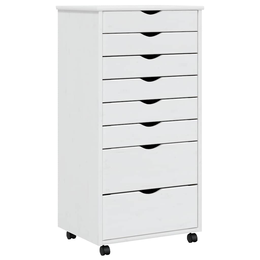vidaXL Commode roulante à tiroirs MOSS Blanc Pin massif