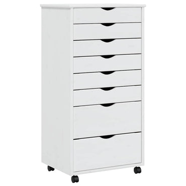 vidaXL Commode roulante à tiroirs MOSS Blanc Pin massif