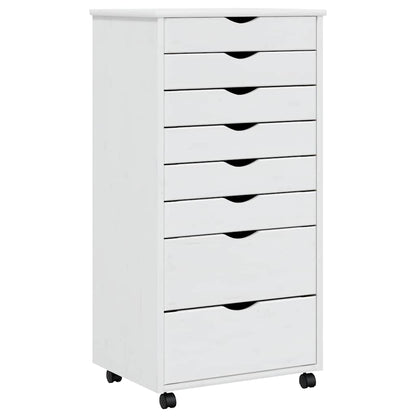vidaXL Commode roulante à tiroirs MOSS Blanc Pin massif