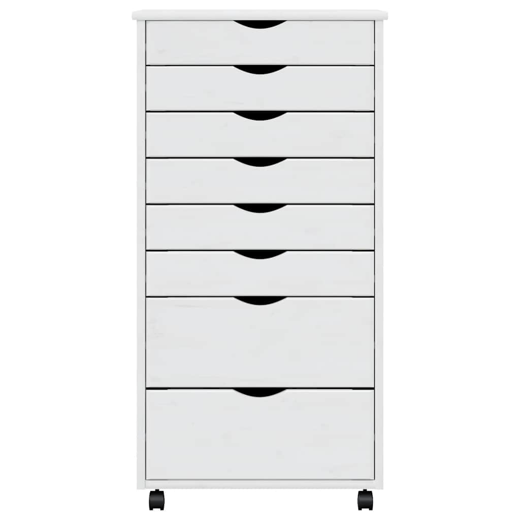 vidaXL Commode roulante à tiroirs MOSS Blanc Pin massif