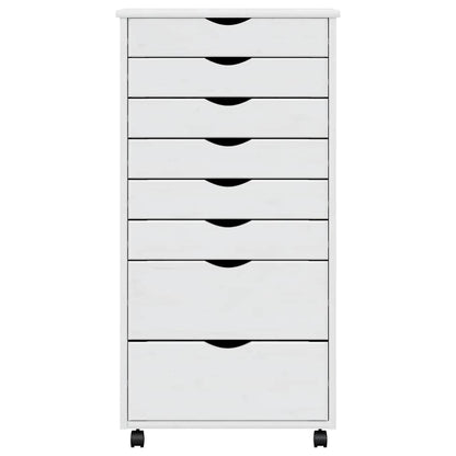 vidaXL Commode roulante à tiroirs MOSS Blanc Pin massif