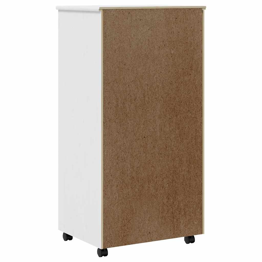 vidaXL Commode roulante à tiroirs MOSS Blanc Pin massif