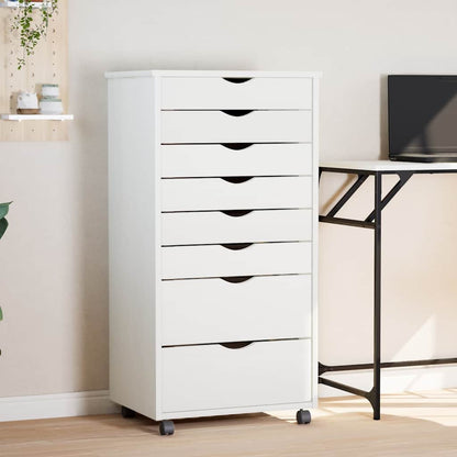 vidaXL Commode roulante à tiroirs MOSS Blanc Pin massif