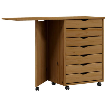 vidaXL Meuble à roulettes avec bureau MOSS marron miel pin massif