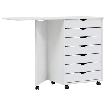 vidaXL Armoire à roulettes avec bureau MOSS blanc pin massif