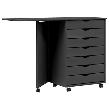 vidaXL Armoire à roulettes avec bureau MOSS gris pin massif