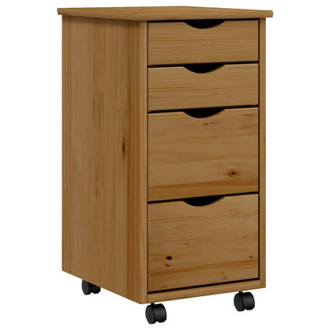vidaXL Meuble de rangement à roulettes avec tiroirs MOSS Marron Miel Bois de pin massif