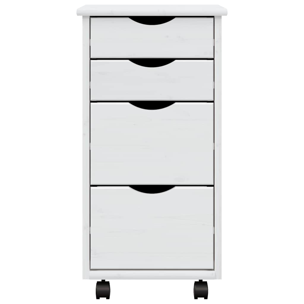 vidaXL Rollschrank mit Schubladen MOSS Weiß Massivholz Kiefer