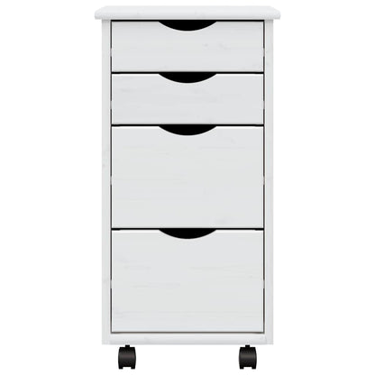 vidaXL Rollschrank mit Schubladen MOSS Weiß Massivholz Kiefer