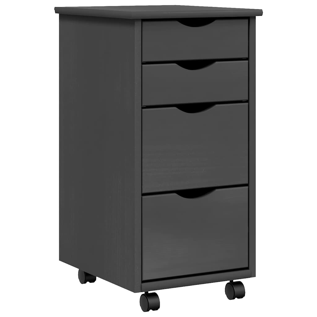vidaXL Rollschrank mit Schubladen MOSS Grau Massivholz Kiefer