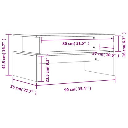 vidaXL Couchtisch Räuchereiche 90x55x42,5 cm Holzwerkstoff