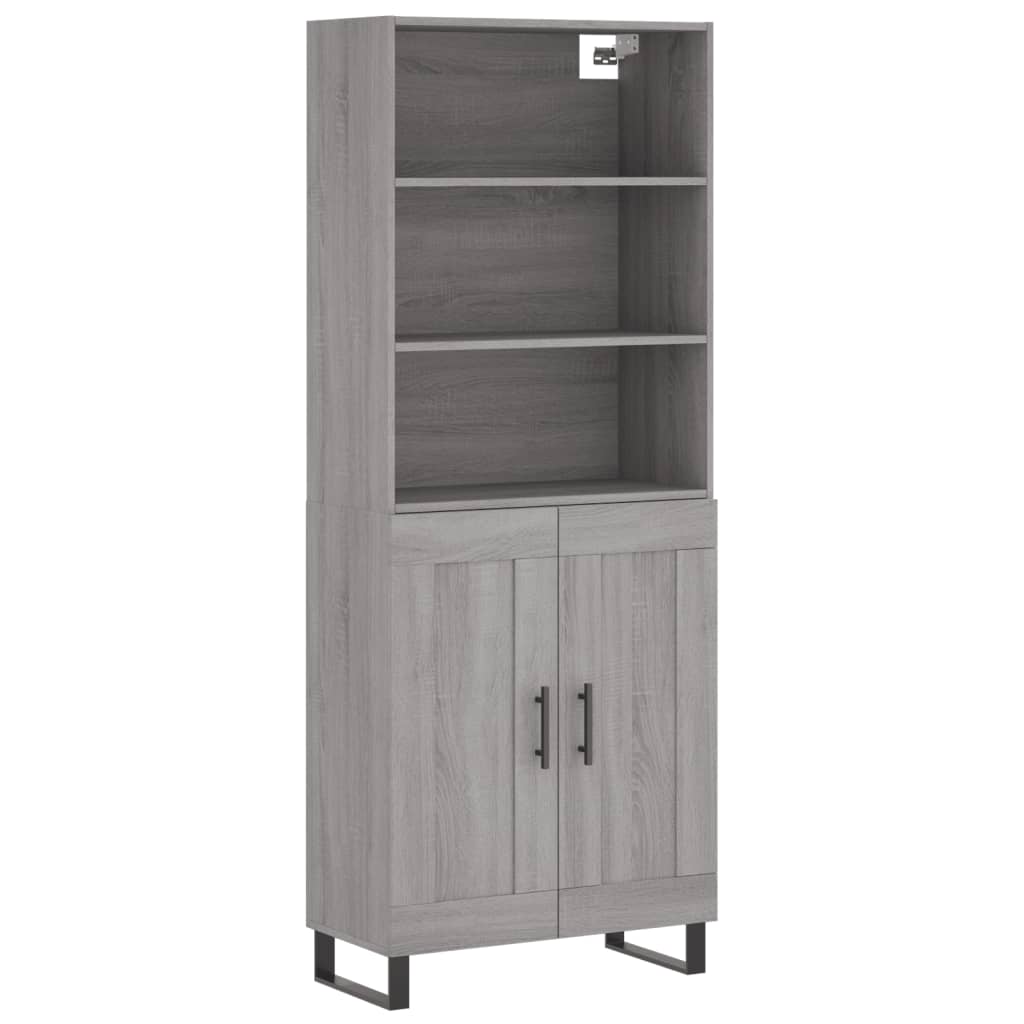 Highboard Grau Sonoma 69,5x34x180 cm Holzwerkstoff