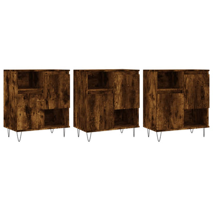 vidaXL Sideboards 3 Stk. Räuchereiche Holzwerkstoff