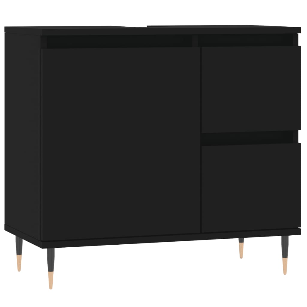 vidaXL 3-tlg. Badmöbel-Set Schwarz Holzwerkstoff