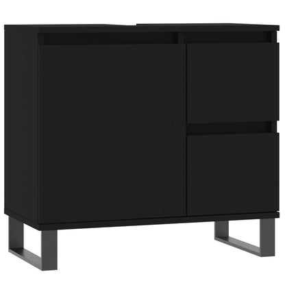 vidaXL 3-tlg. Badmöbel-Set Schwarz Holzwerkstoff