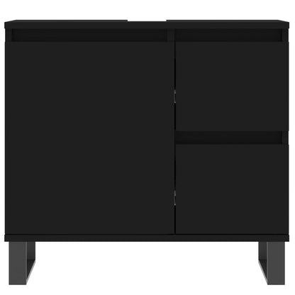 vidaXL 3-tlg. Badmöbel-Set Schwarz Holzwerkstoff