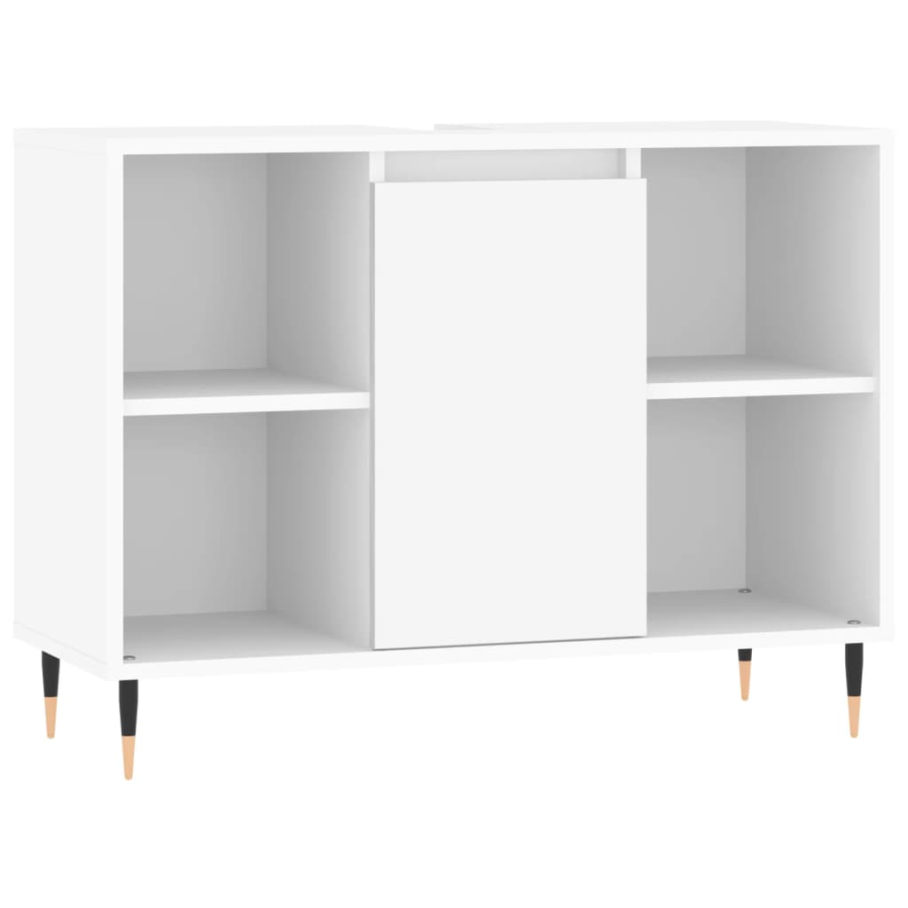 vidaXL 3-tlg. Badmöbel-Set Weiß Holzwerkstoff