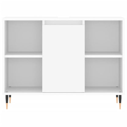 vidaXL 3-tlg. Badmöbel-Set Weiß Holzwerkstoff