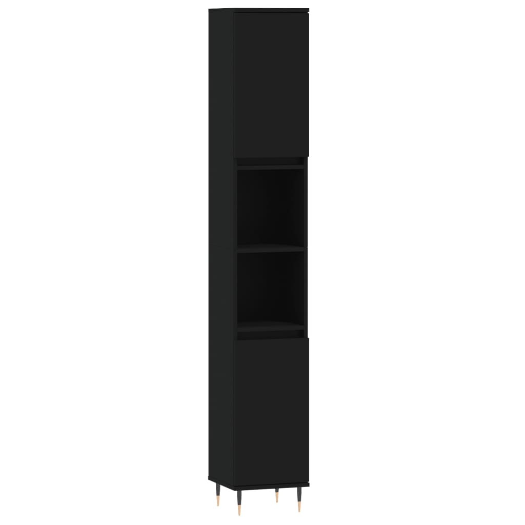 vidaXL Ensemble de meubles de salle de bain 3 pcs Noir Bois d'ingénierie