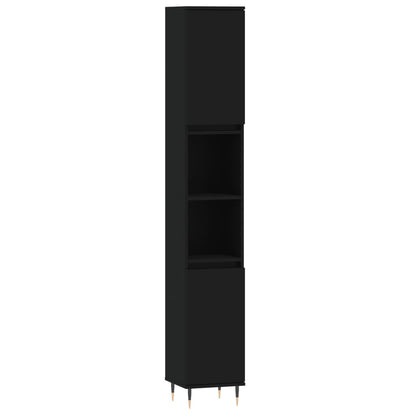 vidaXL Ensemble de meubles de salle de bain 3 pcs Noir Bois d'ingénierie
