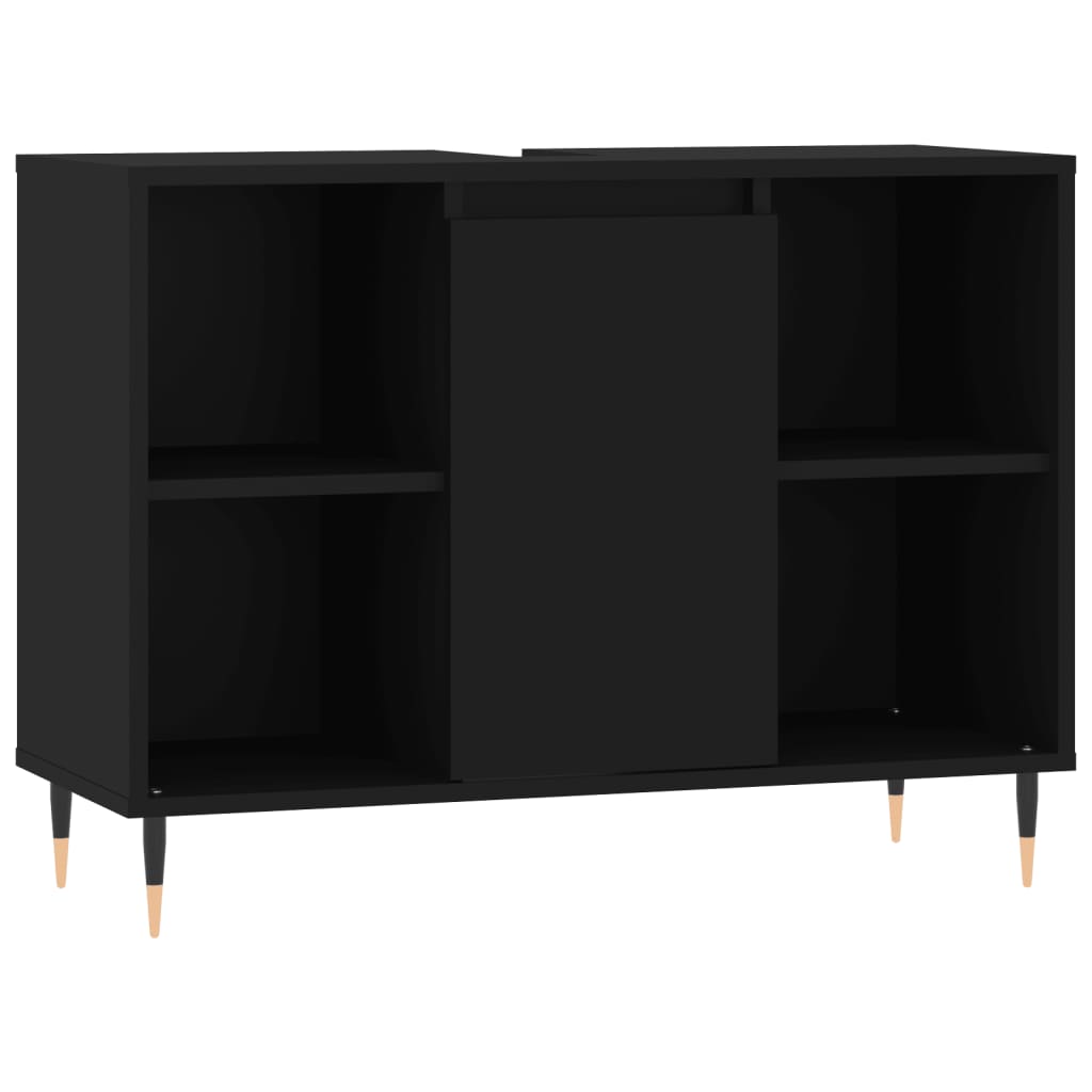 vidaXL Ensemble de meubles de salle de bain 3 pcs Noir Bois d'ingénierie