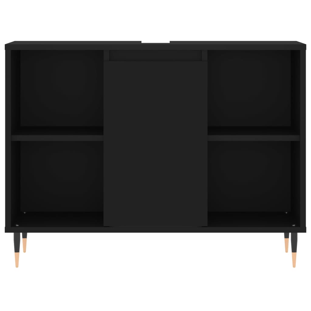 vidaXL Ensemble de meubles de salle de bain 3 pcs Noir Bois d'ingénierie